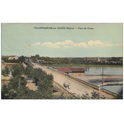 carte postale ancienne 69 VILLEFRANCHE-SUR-SAÔNE. Pont de Frans 1933