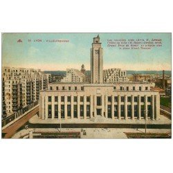 carte postale ancienne 69 VILLEURBANNE. Les Nouvelles Cités. Hôtel de Ville Place Albert Thomas 1937