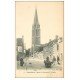 carte postale ancienne 14 BERNIERES. L'Eglise Route de Courseulles vendeur ambulant