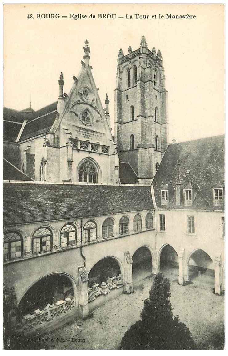 carte postale ancienne 01 BOURG. Eglise de Brou. Tour et Monastère
