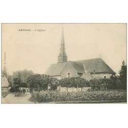 carte postale ancienne 72 ARNAGE. L'Eglise avec personnages 1906
