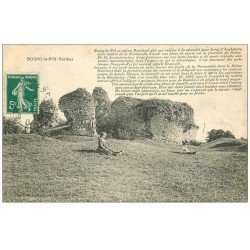 carte postale ancienne 72 BOURG-LE-ROI. Enfants assis sur l'herbe 1911