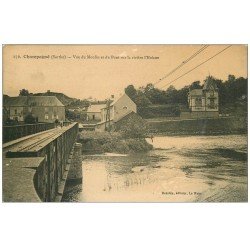 72 CHAMPAGNE. Moulin et Pont sur Rivière Huisne 1931
