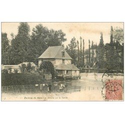carte postale ancienne 72 Environs du Mans. Moulin à Roue sur la Sarthe 1905
