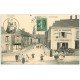 carte postale ancienne 72 LA BAZOGE. Café du Commerce Rue de l'Eglise 1915 et costume Sarthois en médaillon