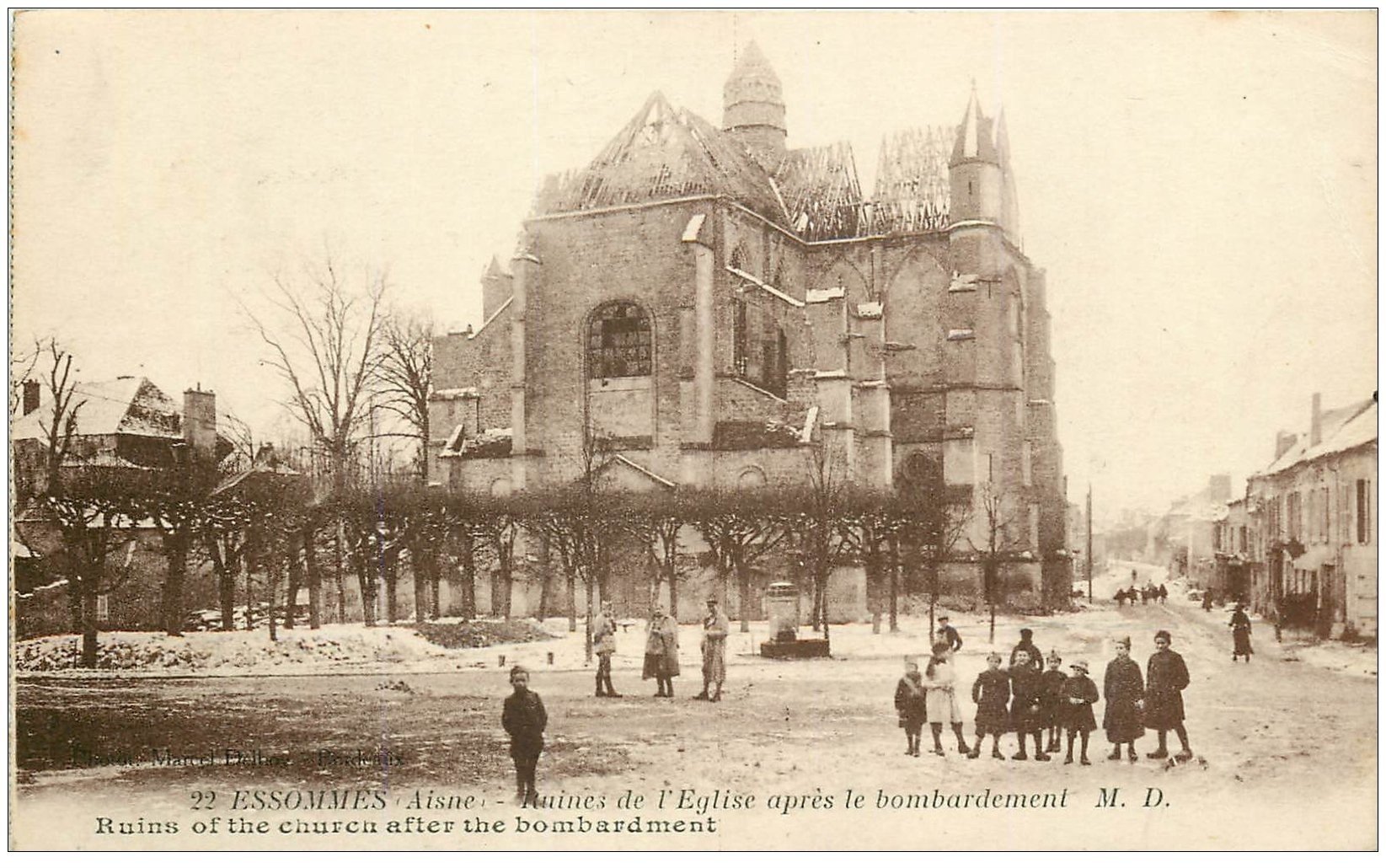 carte postale ancienne 02 ESSOMES. Ruines de l'Eglise après bombardement