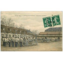 carte postale ancienne 72 LE MANS. 26° Régiment Artillerie. Instruction des canons 1908