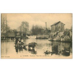 72 LE MANS. Attelage Pompe à Eau à Pontlieue. Vieux Pont sur l'Huisne 1915