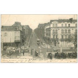 carte postale ancienne 72 LE MANS. Avenue Thiers Hôtel de Paris et Restaurant le Bouquet 1903