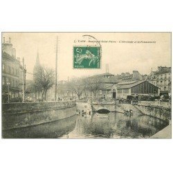 carte postale ancienne 14 CAEN. Abreuvoir et Poissonnerie Boulevard Saint-Pierre 1911