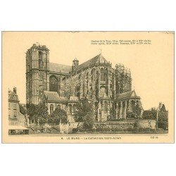 carte postale ancienne 72 LE MANS. Cathédrale Saint-Julien et Café Martinier