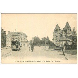 carte postale ancienne 72 LE MANS. Eglise et Préfecture Tramwa "" PICON ""