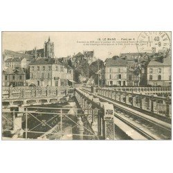 carte postale ancienne 72 LE MANS. Le Pont en X. Fabrique de galoches et Hôtel du Tunnel 1931