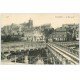 carte postale ancienne 72 LE MANS. Le Pont en X. Fabrique de galoches et Tramway Byrrh