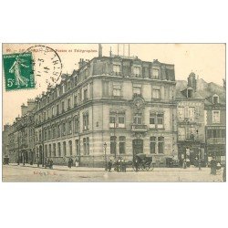 carte postale ancienne 72 LE MANS. Les Postes et Télégraphes 1911 Café du Nord et Coiffeur