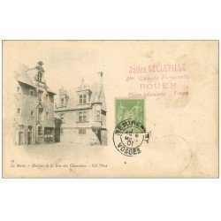 carte postale ancienne 72 LE MANS. Maison Rue des Chanoines 1901. Tampon Belleville photographe à Rouen