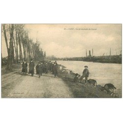 carte postale ancienne 14 CAEN. Ecoliers sur la Promenade du Canal