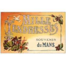 carte postale ancienne 72 LE MANS. Mille tendresses 1926. Violettes et Colombe