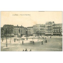 carte postale ancienne 72 LE MANS. Place de la République Café de l'Univers 1914