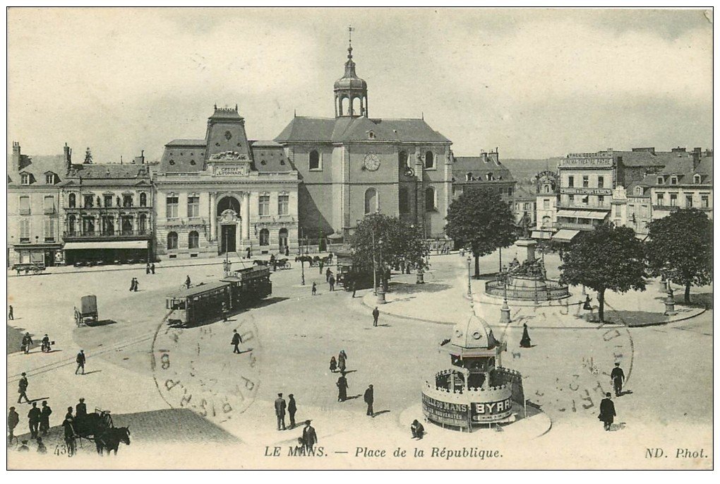 72 Le Mans Place De La Republique Vespasiennes Byrrh Et Tampon Militaire 1916