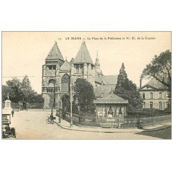 carte postale ancienne 72 LE MANS. Place République voiture tacot