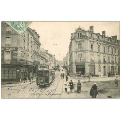 72 LE MANS. Rue Gambetta Epicerie Centrale et Tramway BYRRH 1907