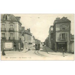 carte postale ancienne 72 LE MANS. Rue Montoise Coiffeur et Tailleur. Tramway Bénédictine