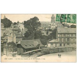carte postale ancienne 14 CAEN. Gare des Chemins de Fer du Calvados