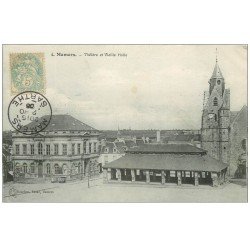 carte postale ancienne 72 MAMERS. Le Théâtre et Vieille Halle 1906