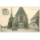 carte postale ancienne 72 MELLERAY. Eglise et Café du Commerce 1906