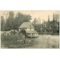 carte postale ancienne 72 MOULIN SUR LA SARTHE 1912 avec personnage