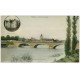 carte postale ancienne 72 NOYEN. Pont sur la Sarthe et Château Vadré 1915. Carte photo émaillographie