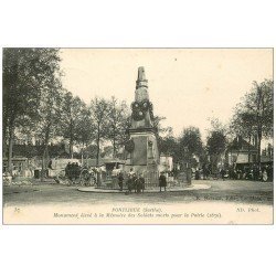 carte postale ancienne 72 PONTLIEUE. Monument Mémoire des Soldats et Café de la Station 1915