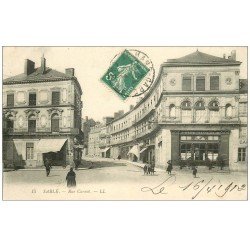carte postale ancienne 72 SABLE SUR SARTHE. Rue Carnot 1912 Magasin Vinay et Café Tallay