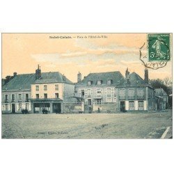 carte postale ancienne 72 SAINT-CALAIS. Place Hôtel de Ville 1910 Estaminet Hôtel de France