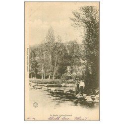 carte postale ancienne 72 SAINT-LEONARD-DES-BOIS. Enfants bord de la Sarthe vers 1900