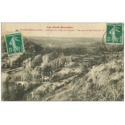 carte postale ancienne 72 SAINT-LEONARD-DES-BOIS. Le Haut-Fourché Pont et Vallée 1911