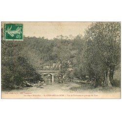 carte postale ancienne 72 SAINT-LEONARD-DES-BOIS. Vue de Narbonne et Passage du Pont 1912