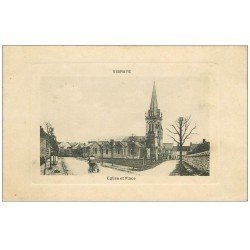 carte postale ancienne 72 VIBRAYE. Eglise et Place, Femme avec poussette landau