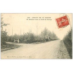carte postale ancienne 72 VIBRAYE. La Forêt avec déviation pour le Circuit de la Sarthe 1907 voiture ancienne