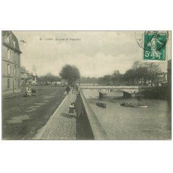 carte postale ancienne 14 CAEN. Pont de Vaucelles 1911