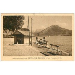 carte postale ancienne 74 ANNECY. Embarcadère de Menthons-Saint-Bernard et Palace Hôtel 1948