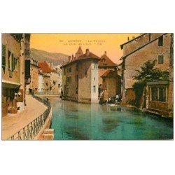 carte postale ancienne 74 ANNECY. Le Thiou Quai de l'Île 1931