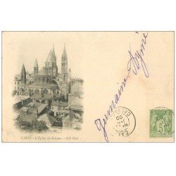 carte postale ancienne 14 CAEN. Rare Carte Pionnière 1900. Eglise Saint-Etienne 1900