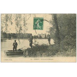 74 ANNECY. Pêcheurs à la ligne sur le Lac et Préfecture 1908