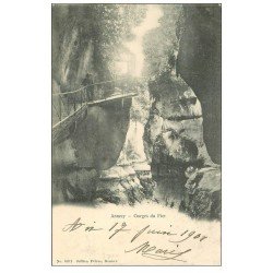 carte postale ancienne 74 ANNECY. Personnage aux Gorges du Fier 1901