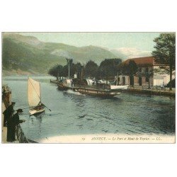 carte postale ancienne 74 ANNECY. Port et Mont Veyrier