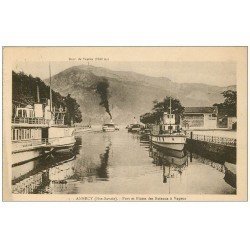 carte postale ancienne 74 ANNECY. Port Flotte Bateaux à Vapeur 1927