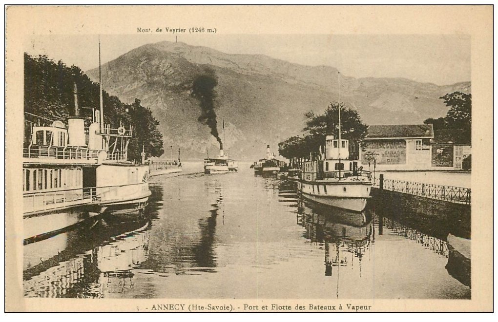 carte postale ancienne 74 ANNECY. Port Flotte Bateaux à Vapeur 1927