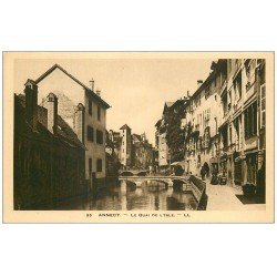 carte postale ancienne 74 ANNECY. Quai de l'Isle 53